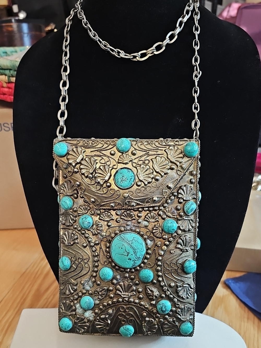 Vintage Sajai Metal Cross Body Style With Chain Shoulder Strap